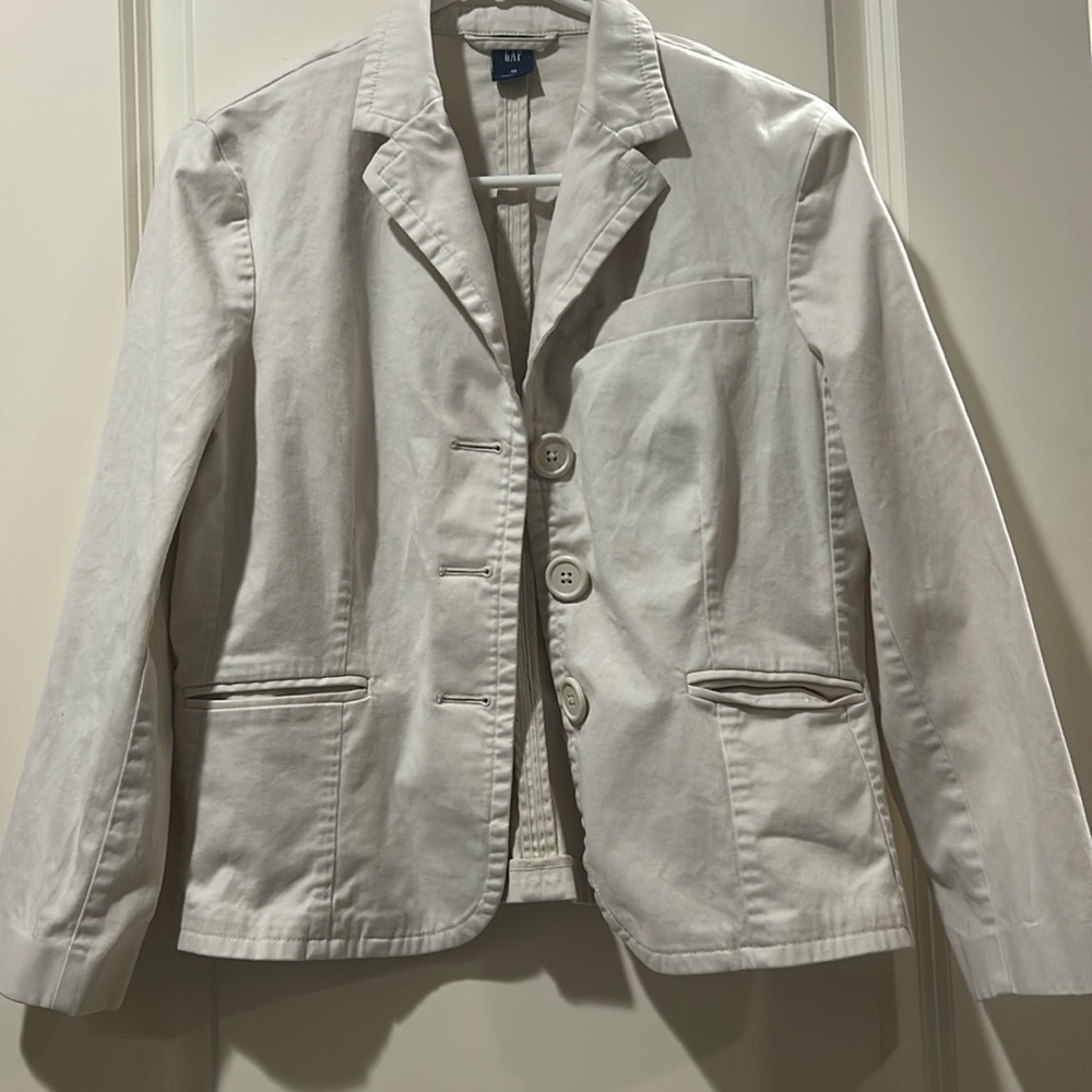 Gap Vintage Y2K 2003 Cotton Spandex Blend 3 button Blazer pockets size 10 cream